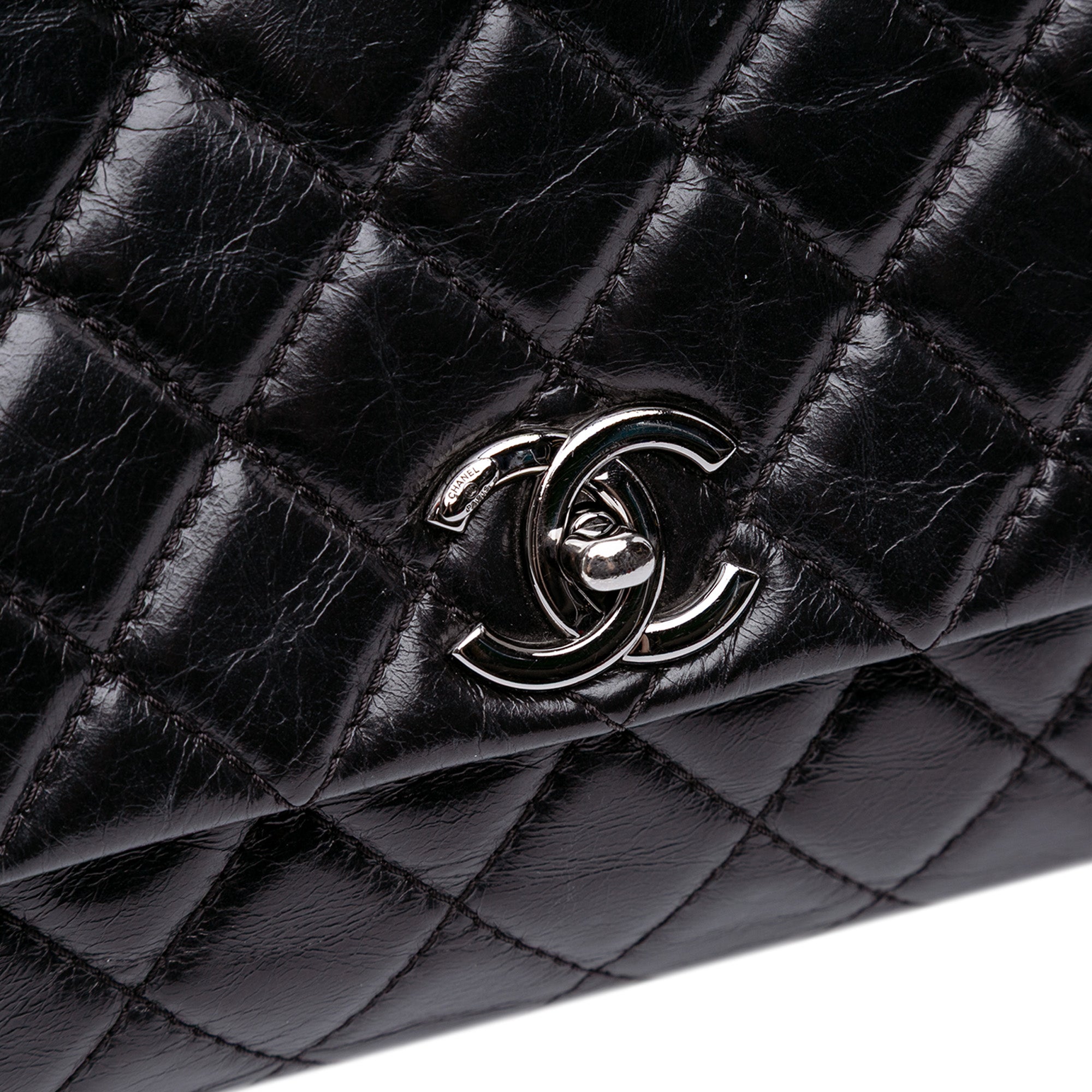 Medium Quilted Glazed Calfskin Lady Pearly Flap