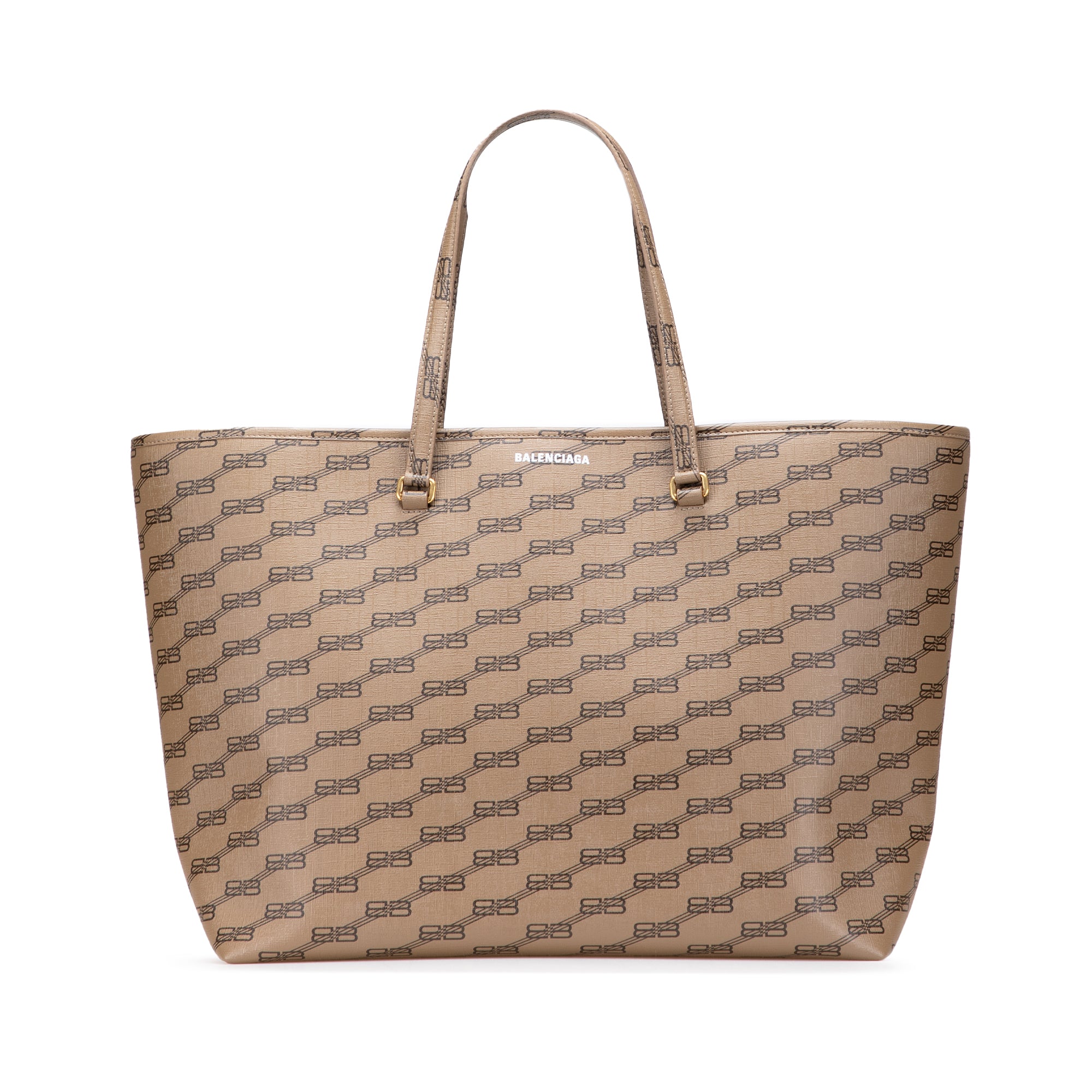 Large BB Monogram Coated Canvas Signature East West Shopper Bag