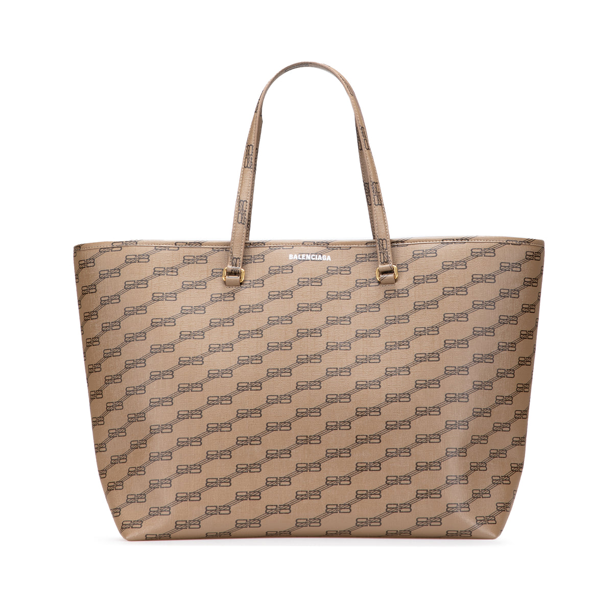 Large BB Monogram Coated Canvas Signature East West Shopper Bag