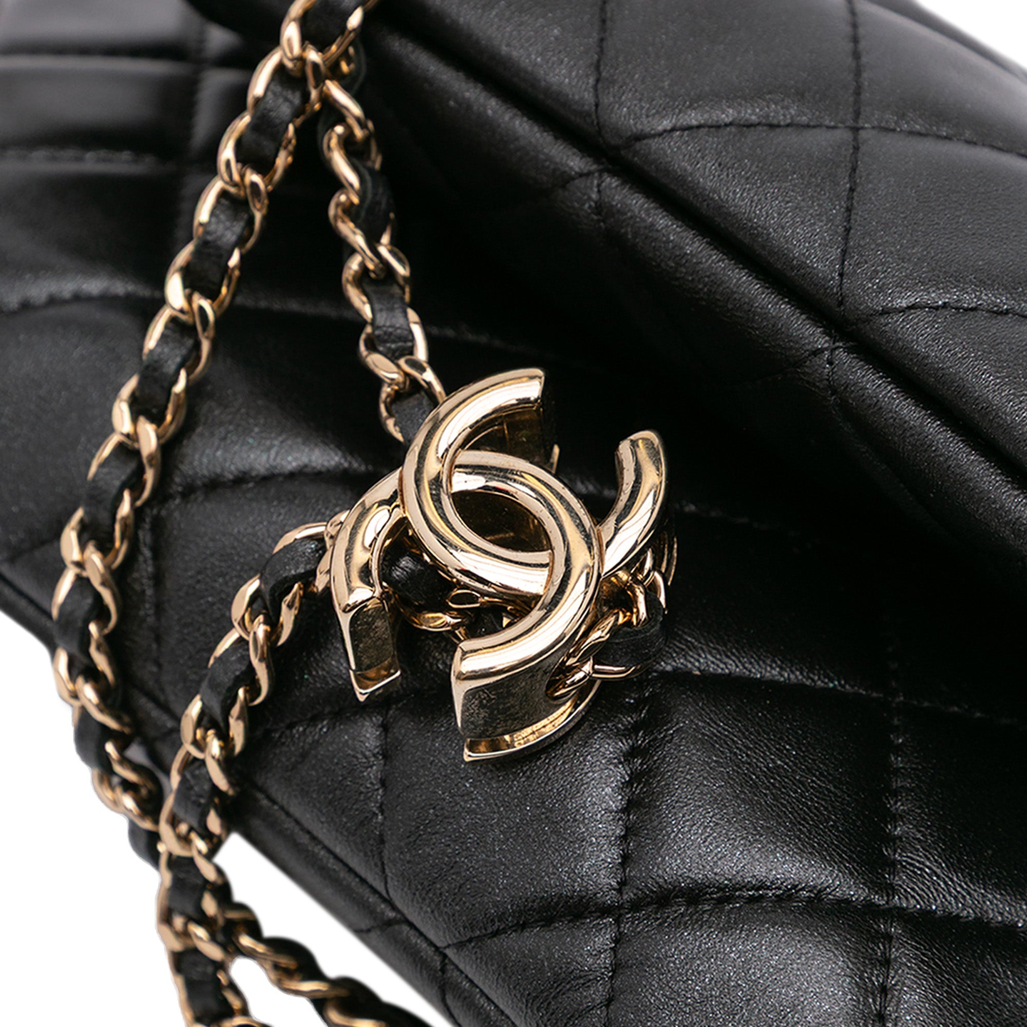 Quilted Lambskin Double Case with Chain
