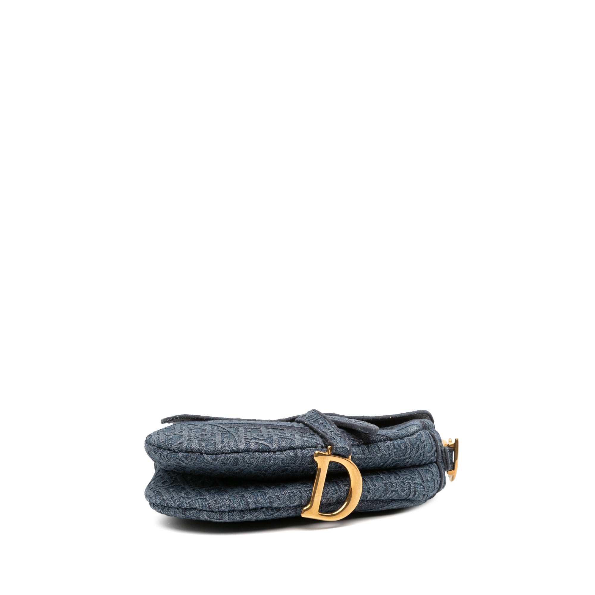 Oblique Denim Embroidered Saddle Bag