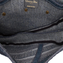 Oblique Denim Embroidered Saddle Bag