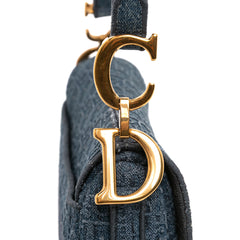 Oblique Denim Embroidered Saddle Bag