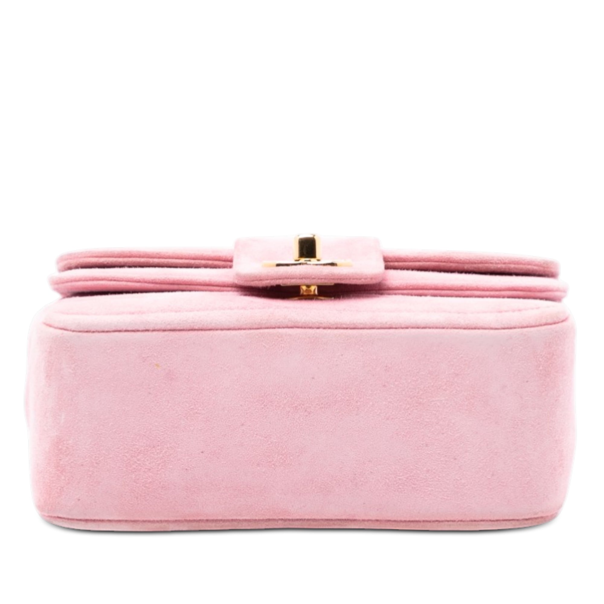 Mini Square CC Horizontal Quilted Suede Double Flap