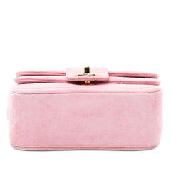 Mini Square CC Horizontal Quilted Suede Double Flap