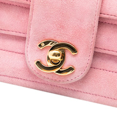 Mini Square CC Horizontal Quilted Suede Double Flap