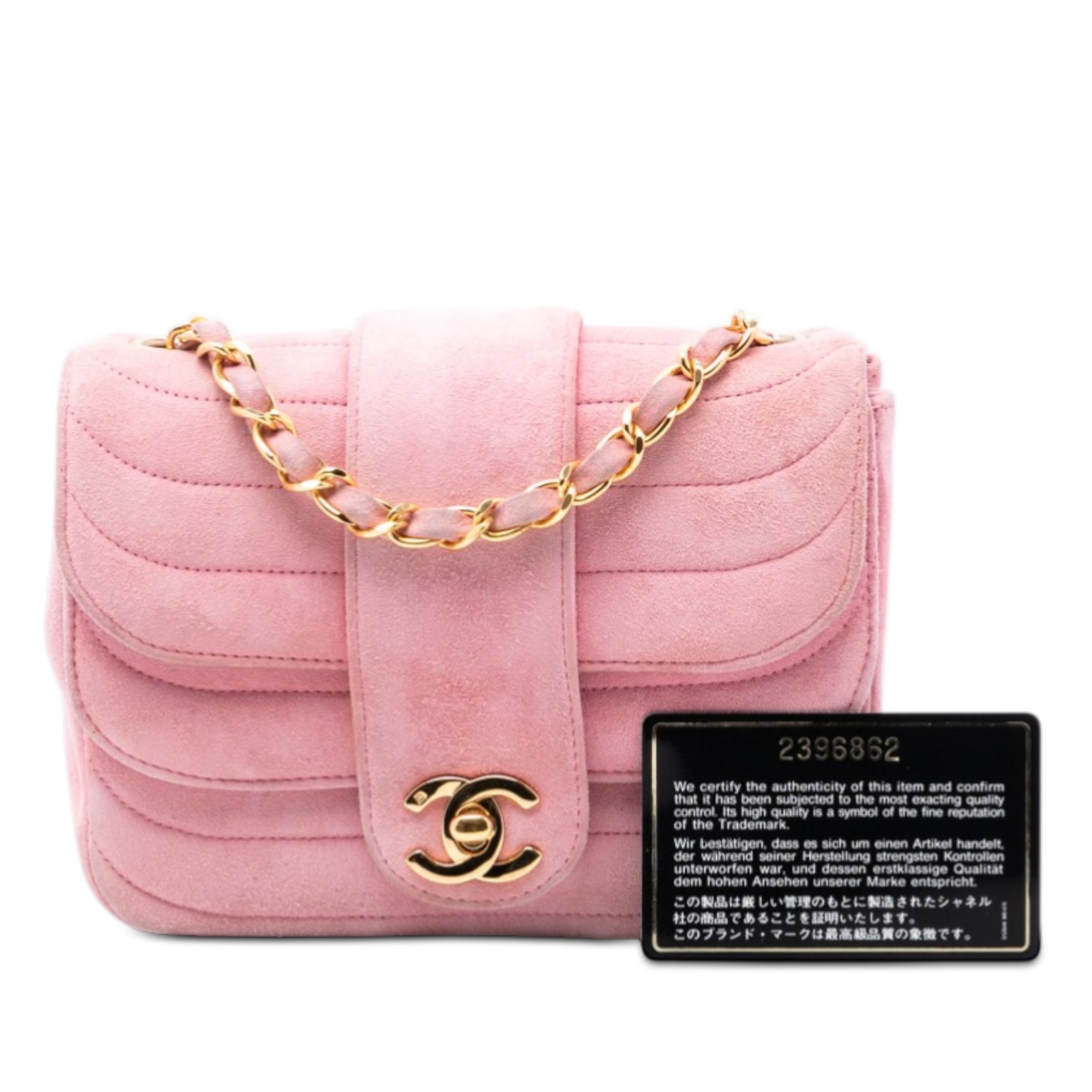 Mini Square CC Horizontal Quilted Suede Double Flap