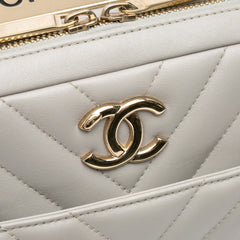 Medium Chevron Lambskin Trendy CC Bowling Bag