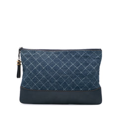 Large Denim Gabrielle O Case Clutch