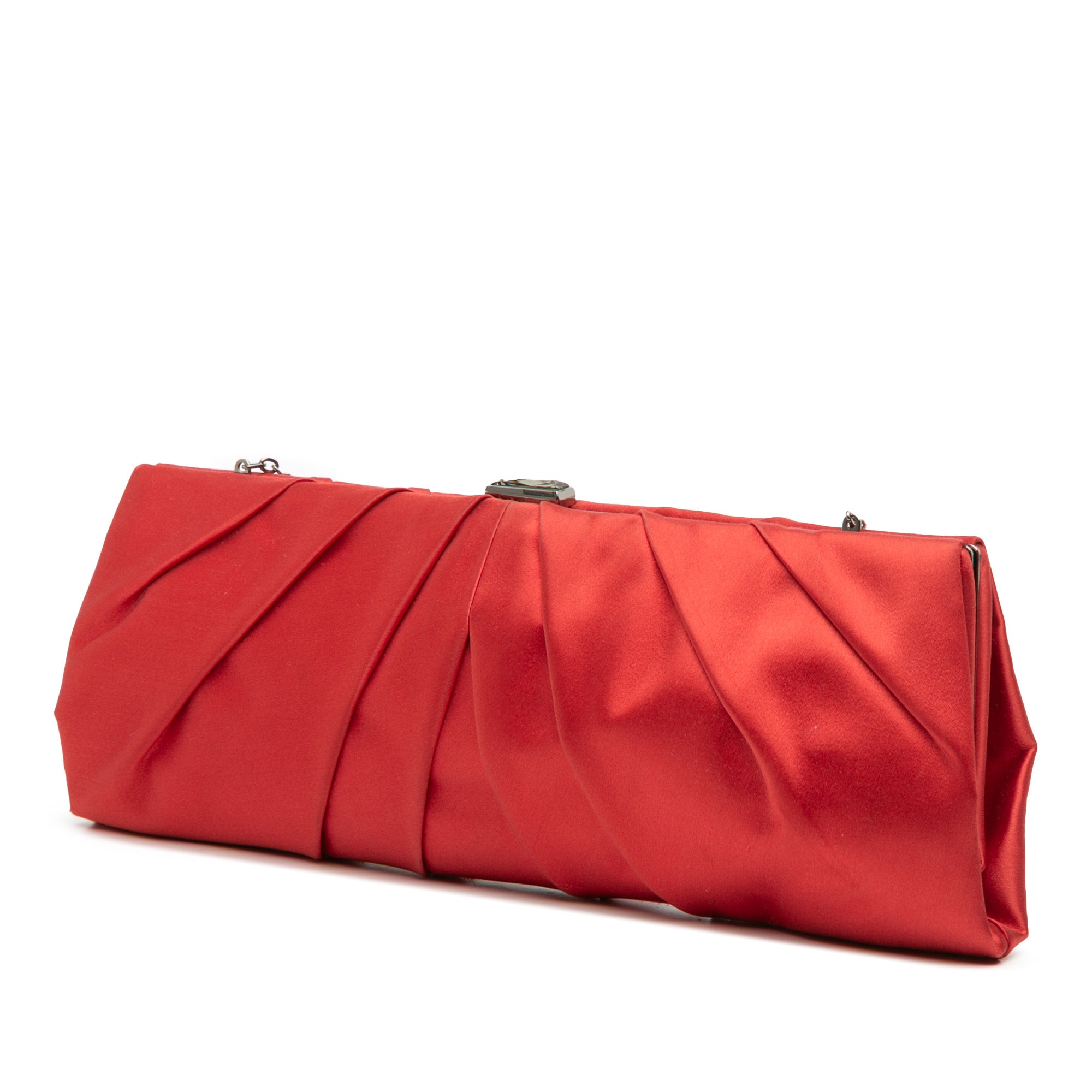 Satin Pleated Chain Evening Clutch