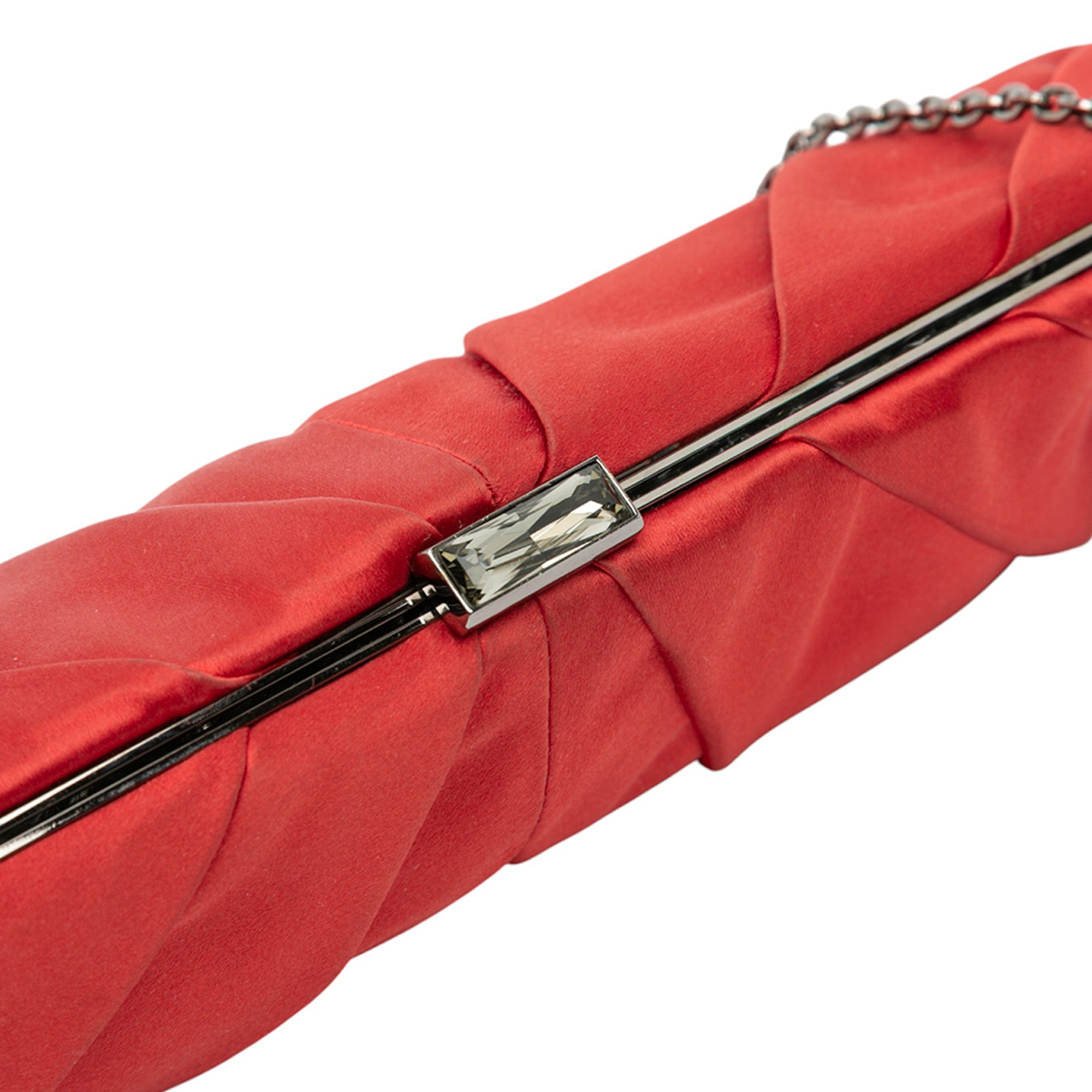 Satin Pleated Chain Evening Clutch
