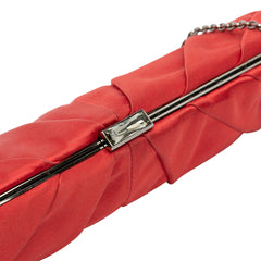 Satin Pleated Chain Evening Clutch
