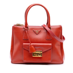 Saffiano Vernice Front Pocket Galleria Double Zip Satchel