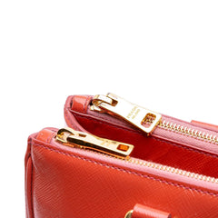 Saffiano Vernice Front Pocket Galleria Double Zip Satchel