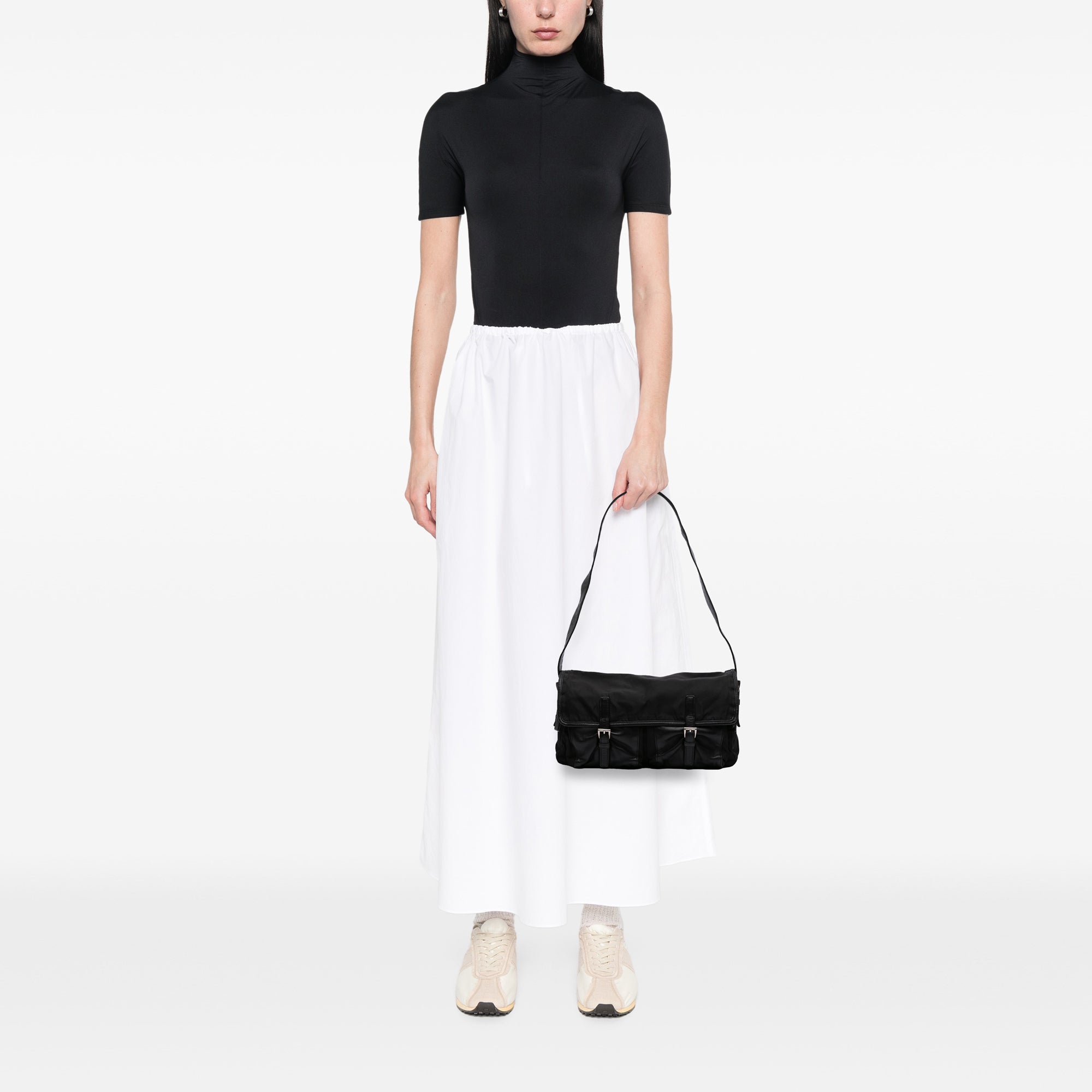 Tessuto and Nappa Double Buckle Messenger Bag