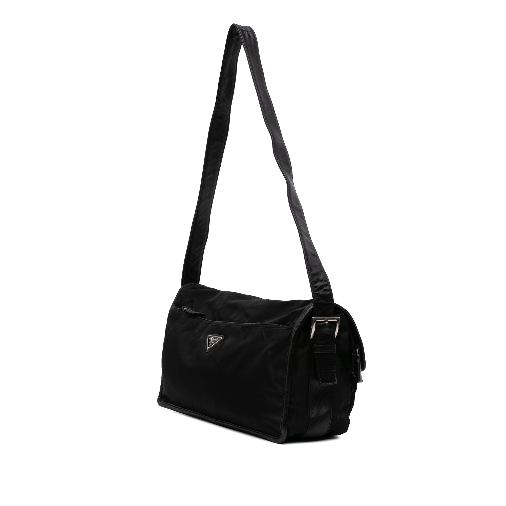 Tessuto and Nappa Double Buckle Messenger Bag