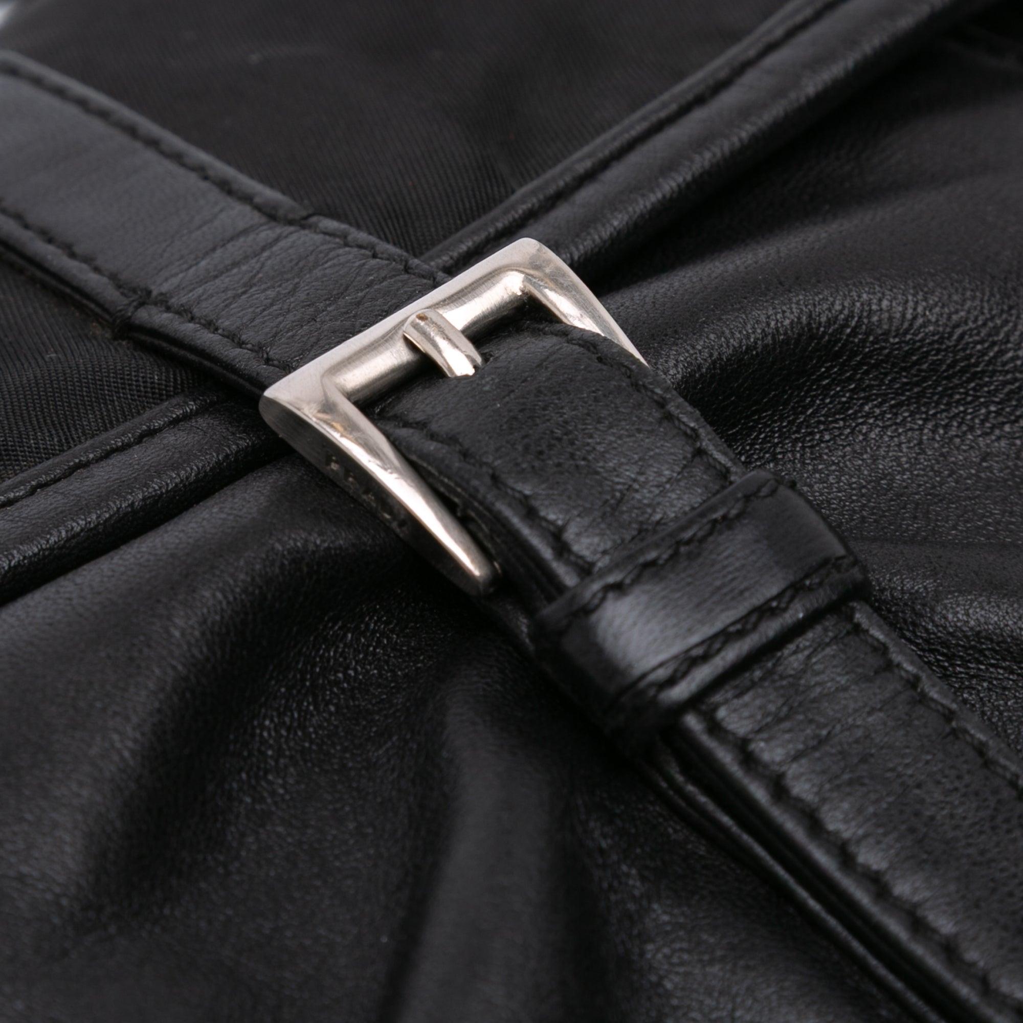 Tessuto and Nappa Double Buckle Messenger Bag