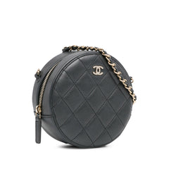 Quilted Lambskin Round Pearl Clutch with Chain_1