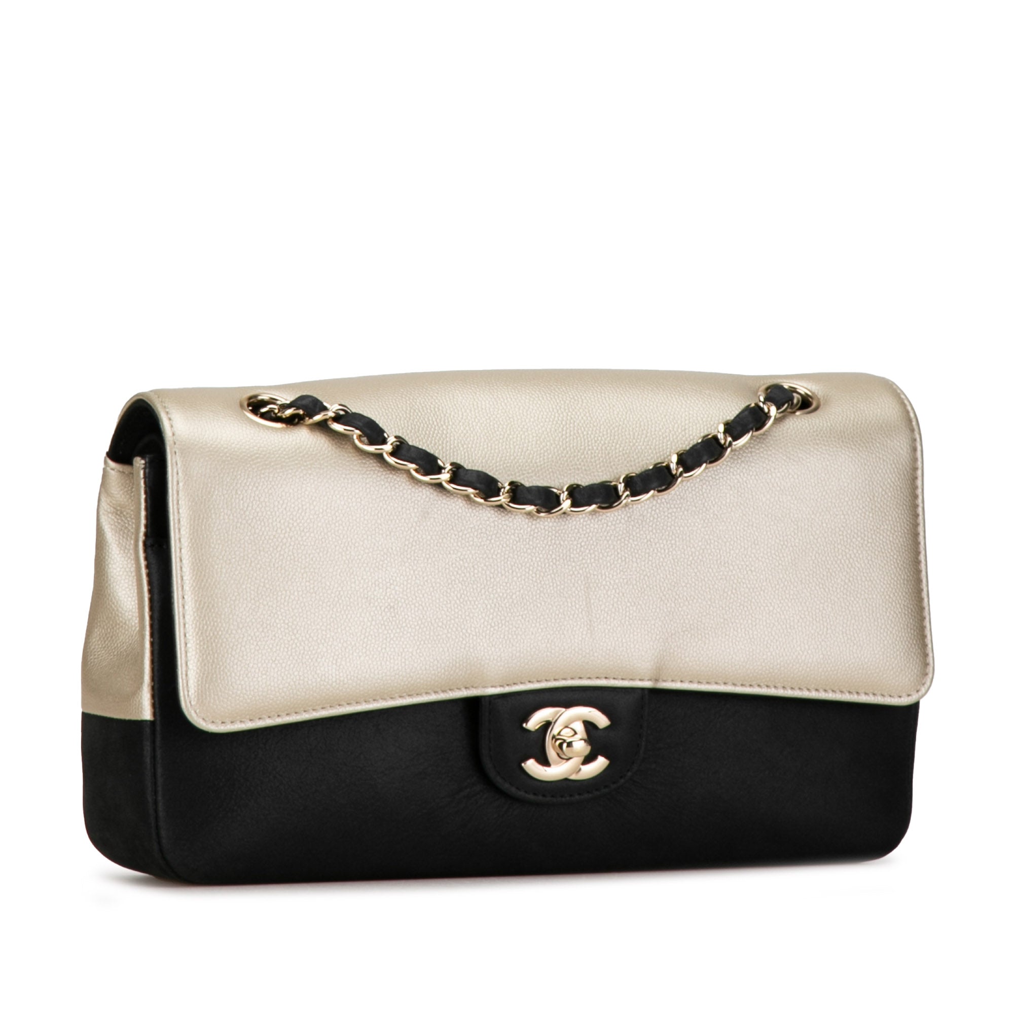 Medium Classic Bicolor Caviar Double Flap