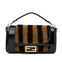 Shearling Pequin Baguette Satchel