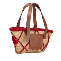 Small Animal Embroidered Raffia Basket Tote_1