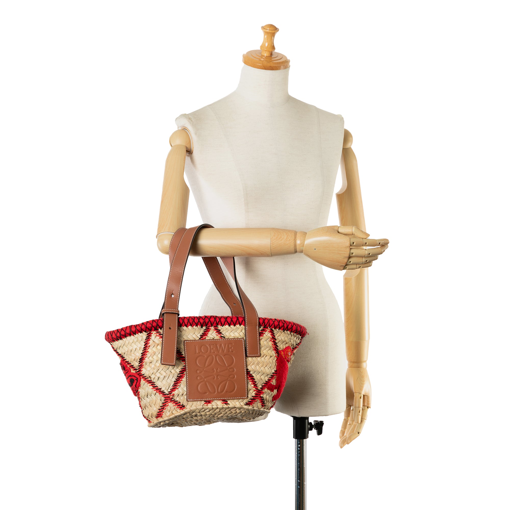 Small Animal Embroidered Raffia Basket Tote_7