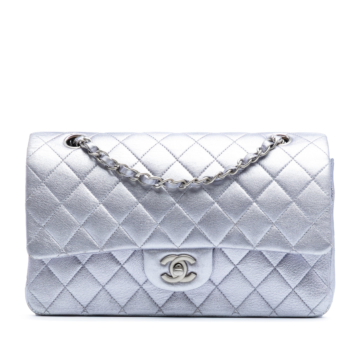 Medium Classic Metallic Calfskin Double Flap