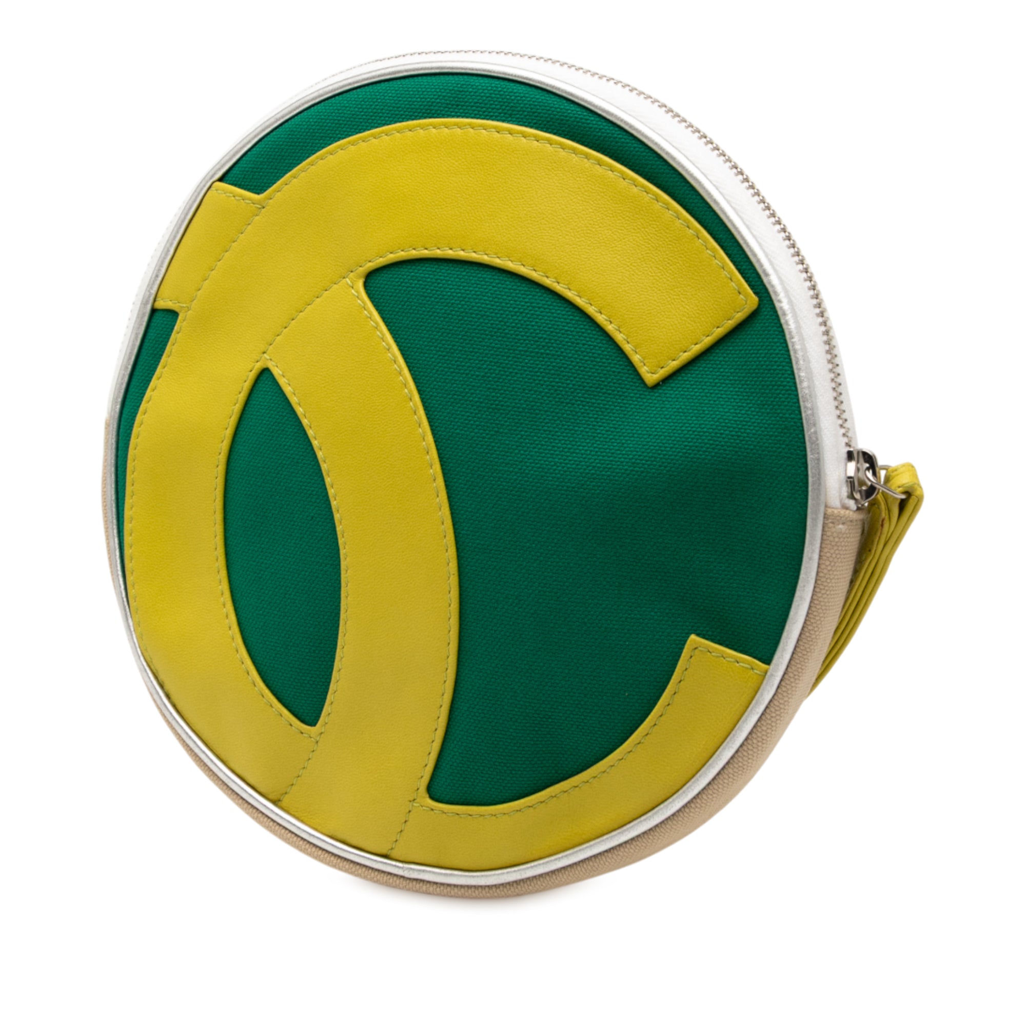 CC Canvas and Metallic Calfskin No. 5 Wristlet Pouch