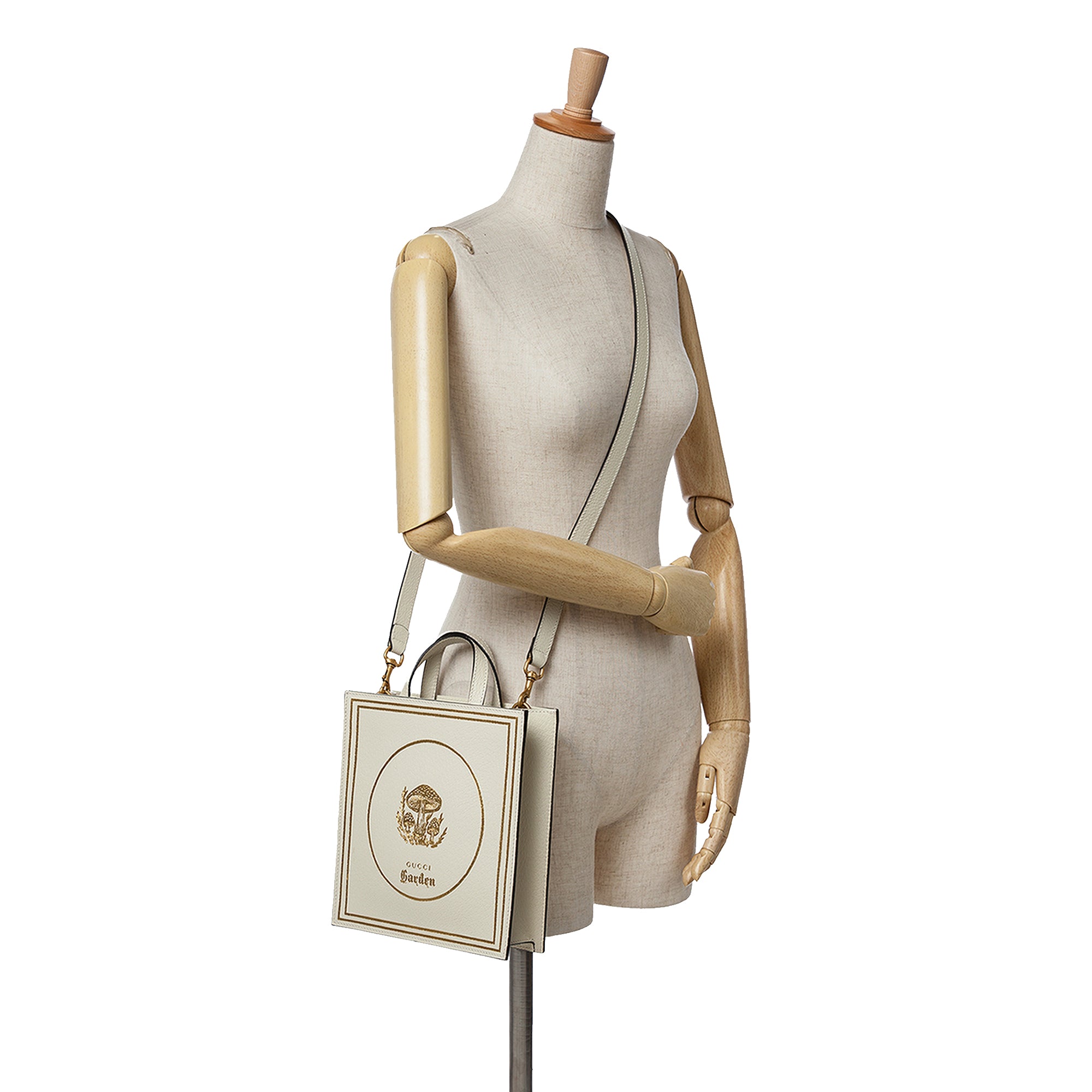 Garden Calfskin Mushrooms Vertical Shopping Tote