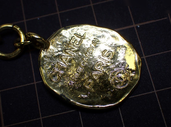 Chanel CC Chain Detail Cuff Bracelet Metal with Leather