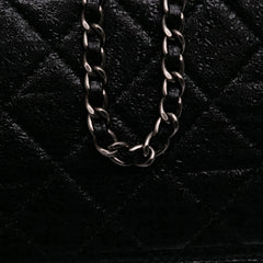 CC Quilted Crinkled Patent Wallet On Chain