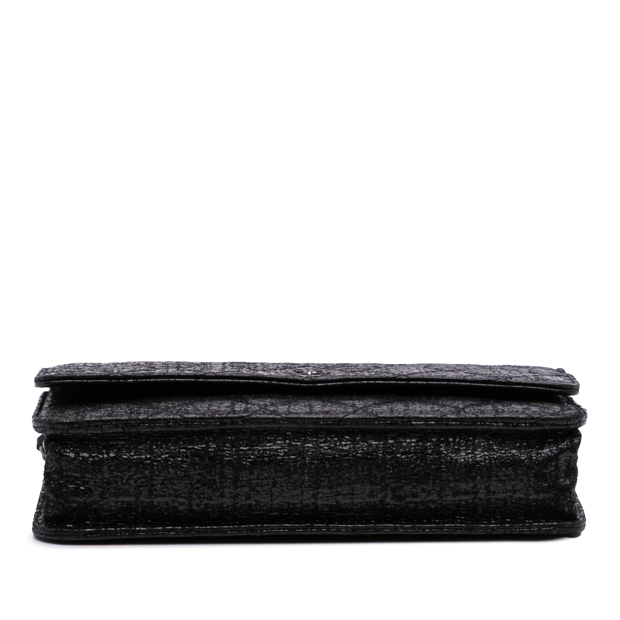 CC Quilted Crinkled Patent Wallet On Chain
