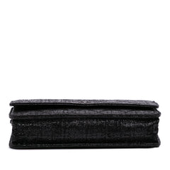 CC Quilted Crinkled Patent Wallet On Chain