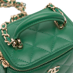 Mini CC Quilted Lambskin Top Handle Vanity Case With Chain