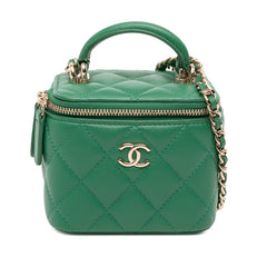 Mini CC Quilted Lambskin Top Handle Vanity Case With Chain
