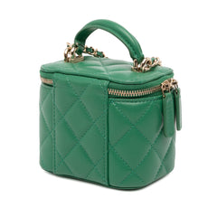 Mini CC Quilted Lambskin Top Handle Vanity Case With Chain
