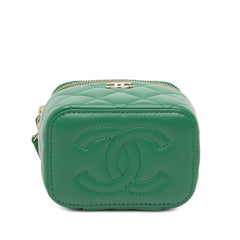 Mini CC Quilted Lambskin Top Handle Vanity Case With Chain