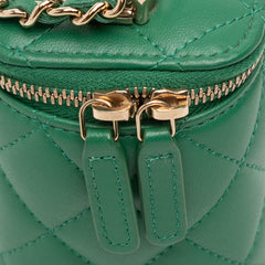 Mini CC Quilted Lambskin Top Handle Vanity Case With Chain
