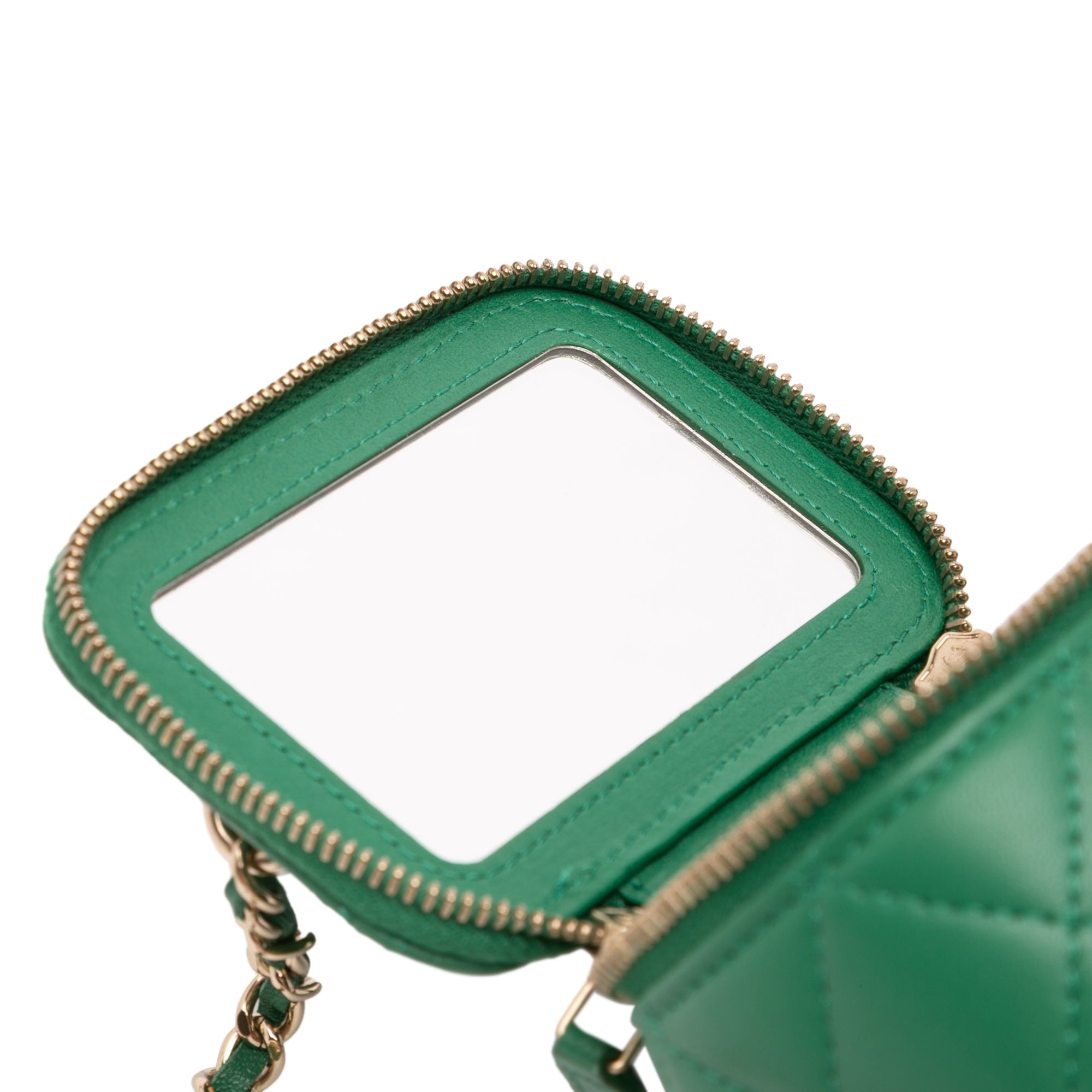 Mini CC Quilted Lambskin Top Handle Vanity Case With Chain