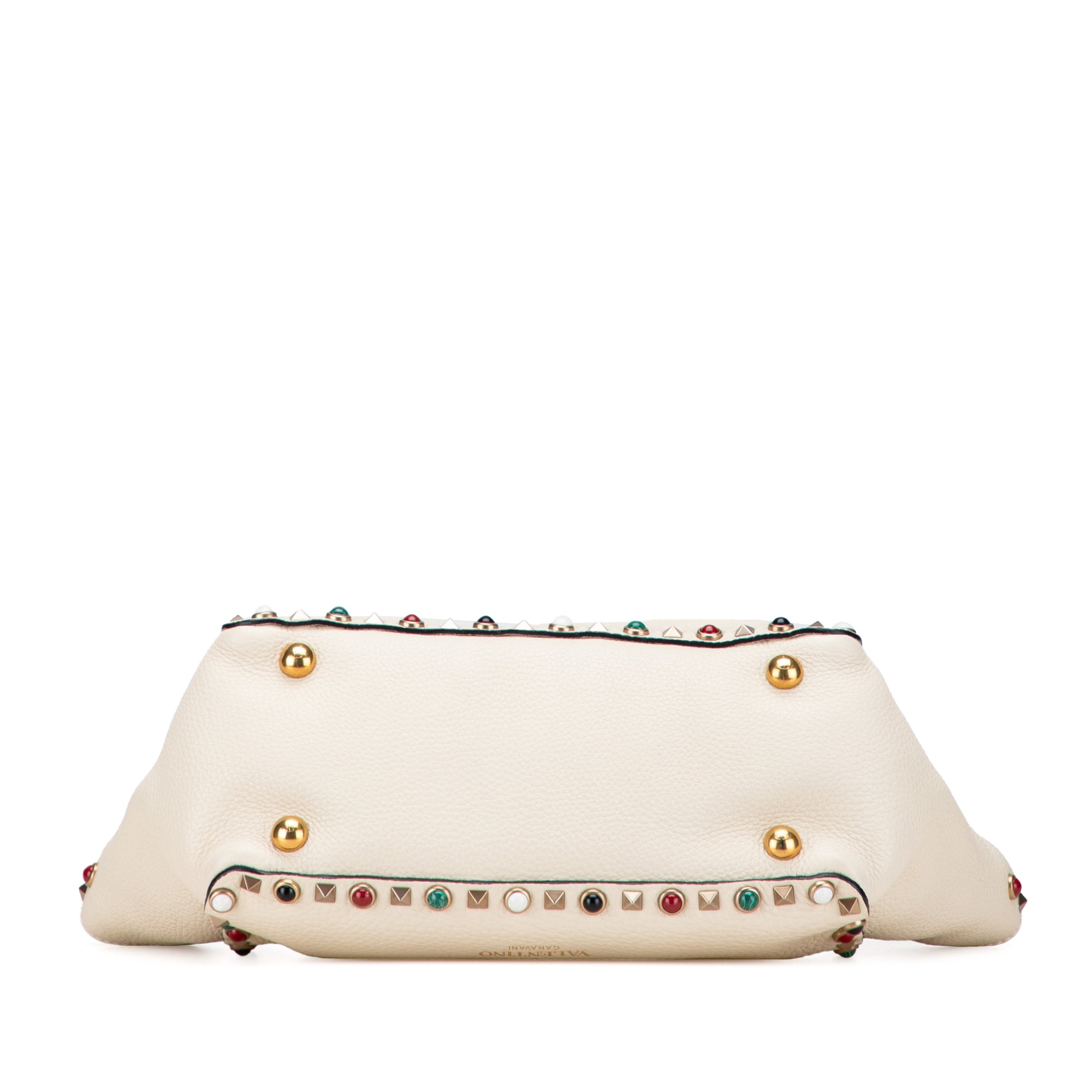 Small Leather Rockstud Rolling Trapeze Satchel