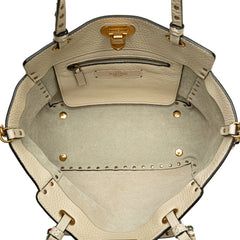 Small Leather Rockstud Rolling Trapeze Satchel