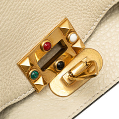 Small Leather Rockstud Rolling Trapeze Satchel