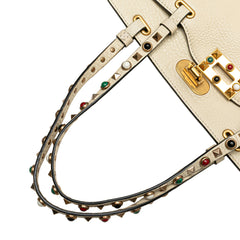 Small Leather Rockstud Rolling Trapeze Satchel