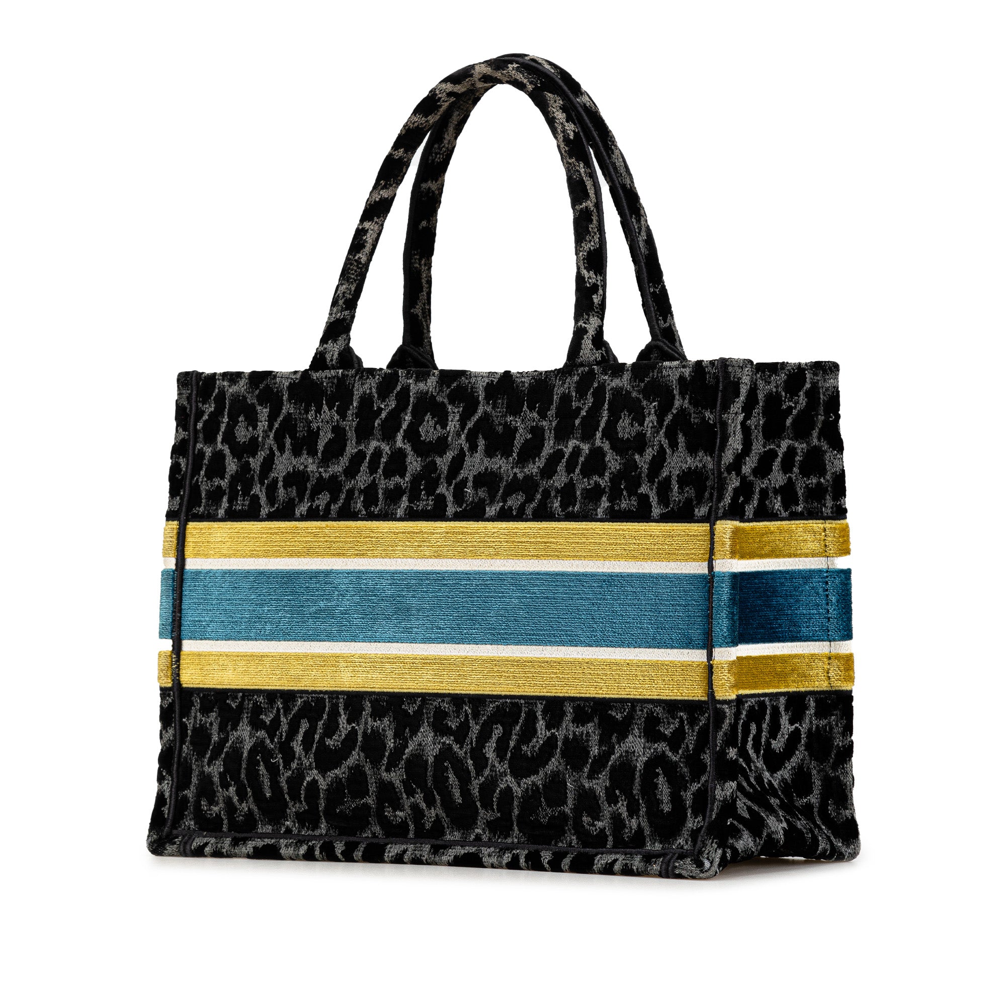 Mizza Medium Embroidered Canvas Leopard Book Tote