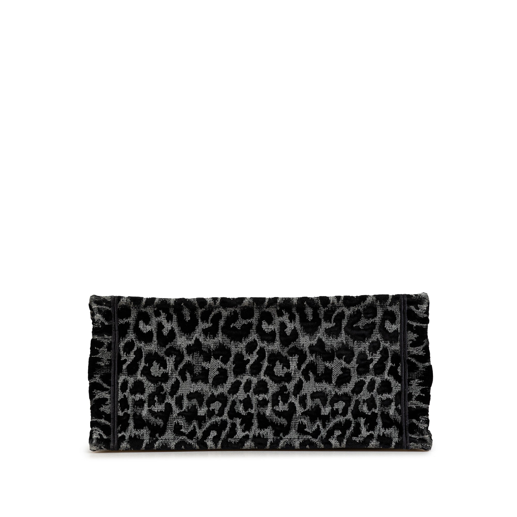 Mizza Medium Embroidered Canvas Leopard Book Tote