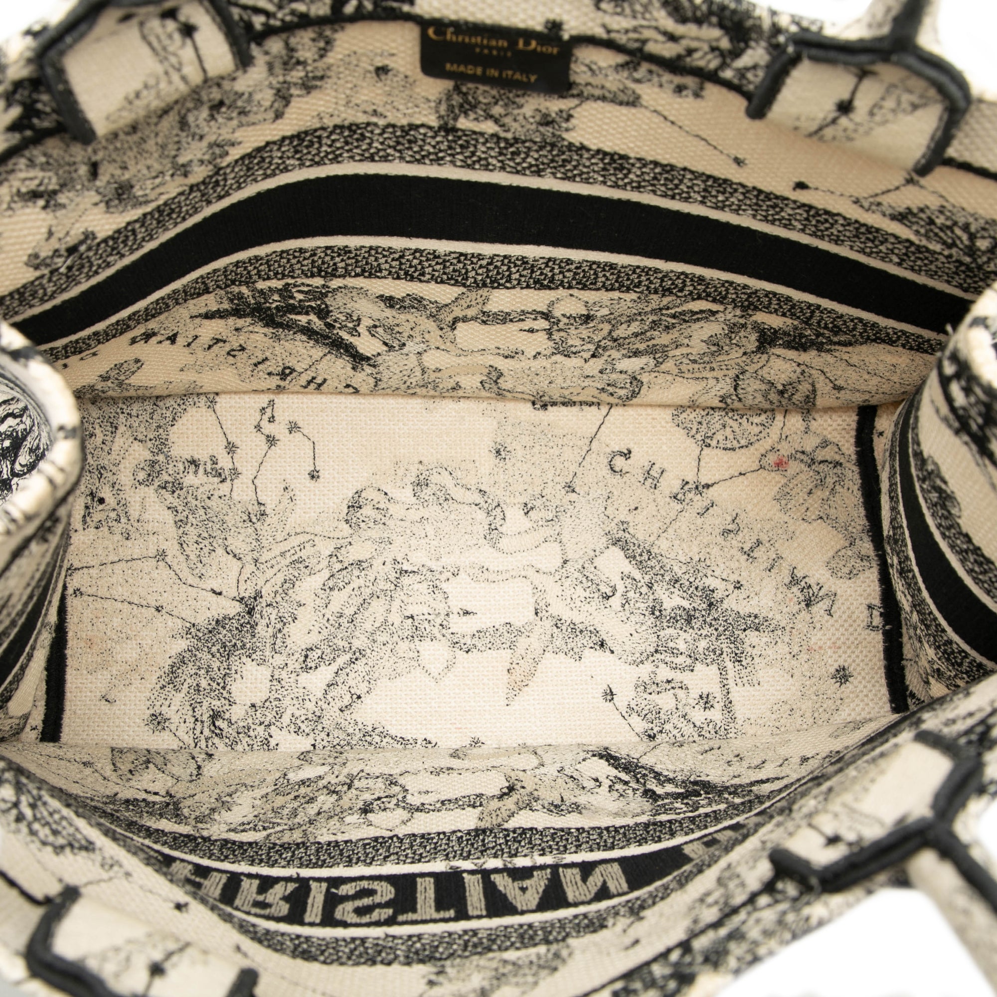 Medium Canvas Embroidered Zodiac Toile De Jouy Book Tote