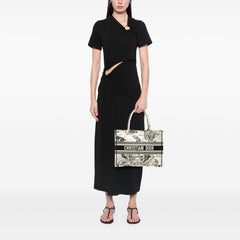 Medium Canvas Embroidered Zodiac Toile De Jouy Book Tote