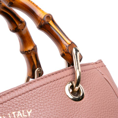 Small Calfskin Bamboo Shopper Satchel