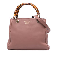 Small Calfskin Bamboo Shopper Satchel