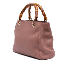 Small Calfskin Bamboo Shopper Satchel